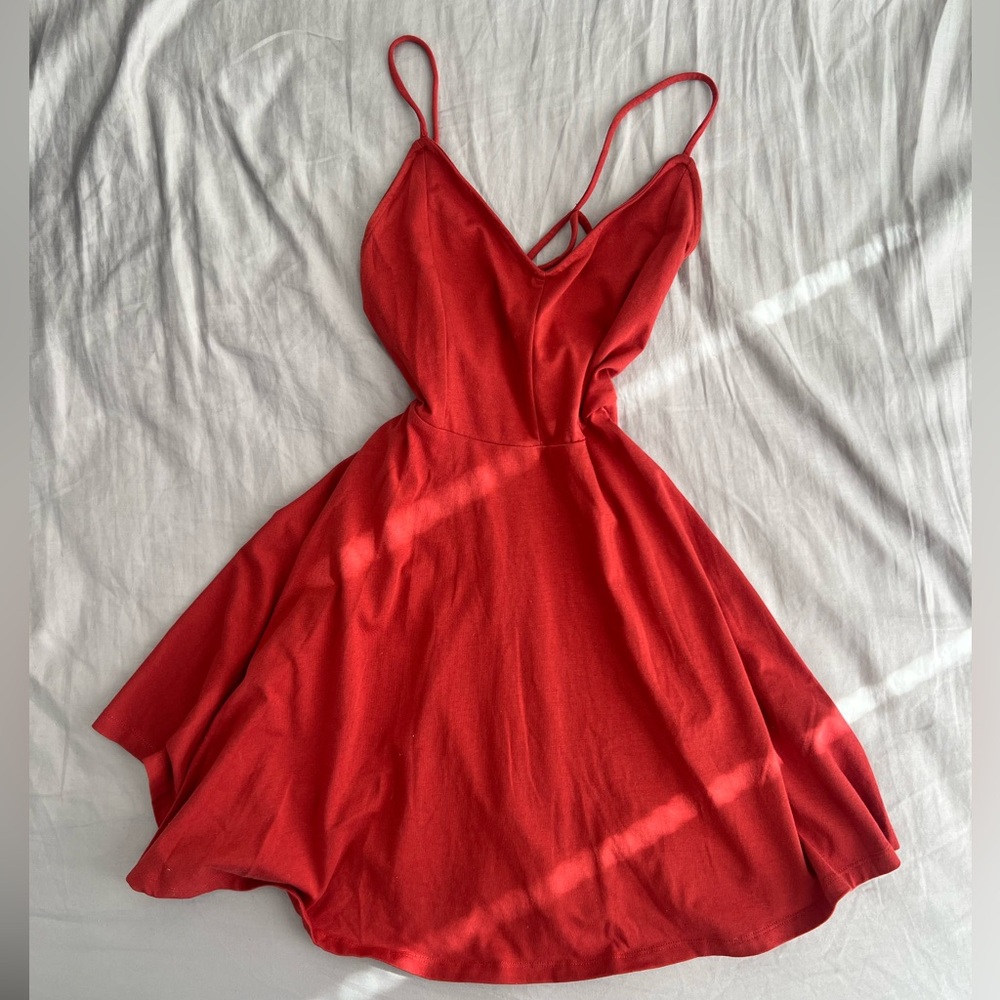 Red A-Line Dress with Strappy Back